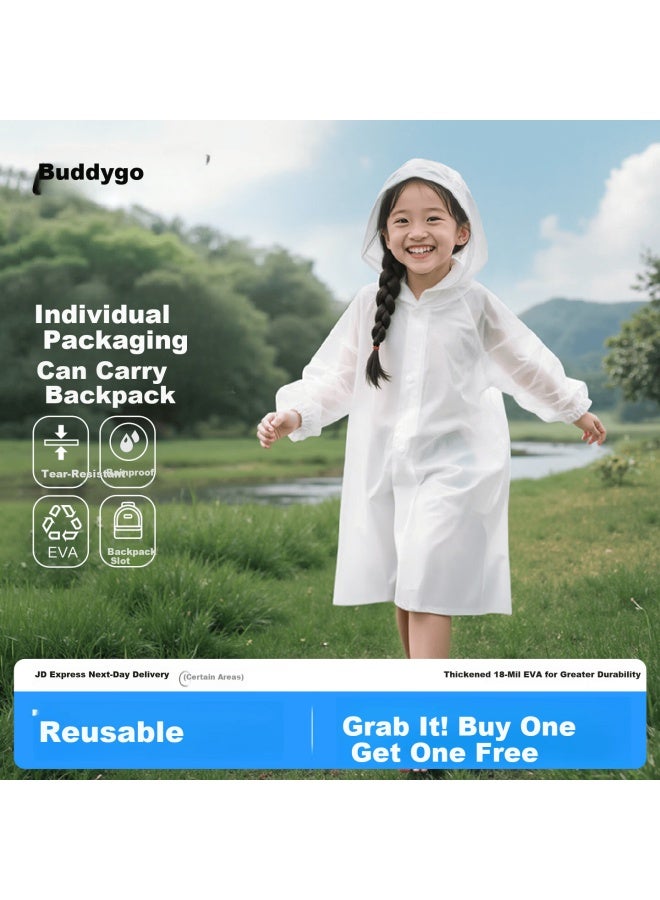 BADIGAO Buddygo Disposable Full-body Raincoat Waterproof Heavy-duty Long Kids School Backpack Travel Portable Thickened Rain Poncho - Image 1
