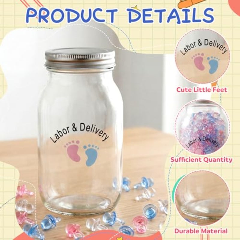 601 Pcs Labor and Delivery Nurse Gifts Tracking Jar Set Include 1 Labor and Delivery Tracker Glass Jar 600 Mini Pacifier for Newborn Tracking Childbirth Nurse Midwife Gift - Image 3
