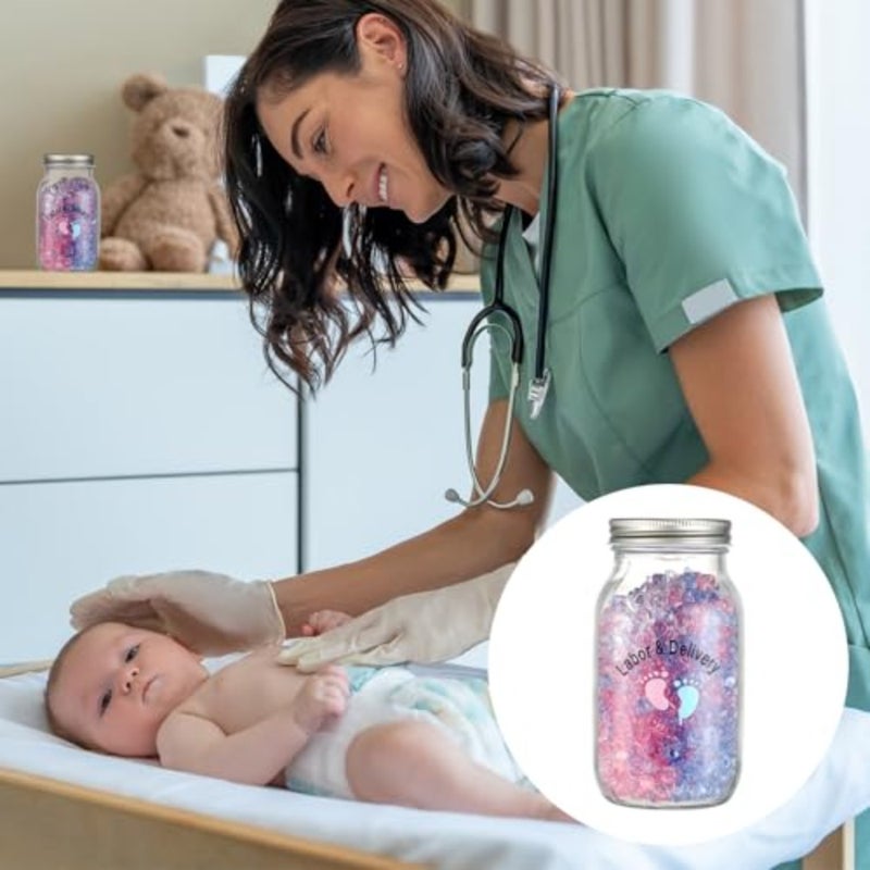 601 Pcs Labor and Delivery Nurse Gifts Tracking Jar Set Include 1 Labor and Delivery Tracker Glass Jar 600 Mini Pacifier for Newborn Tracking Childbirth Nurse Midwife Gift - Image 4