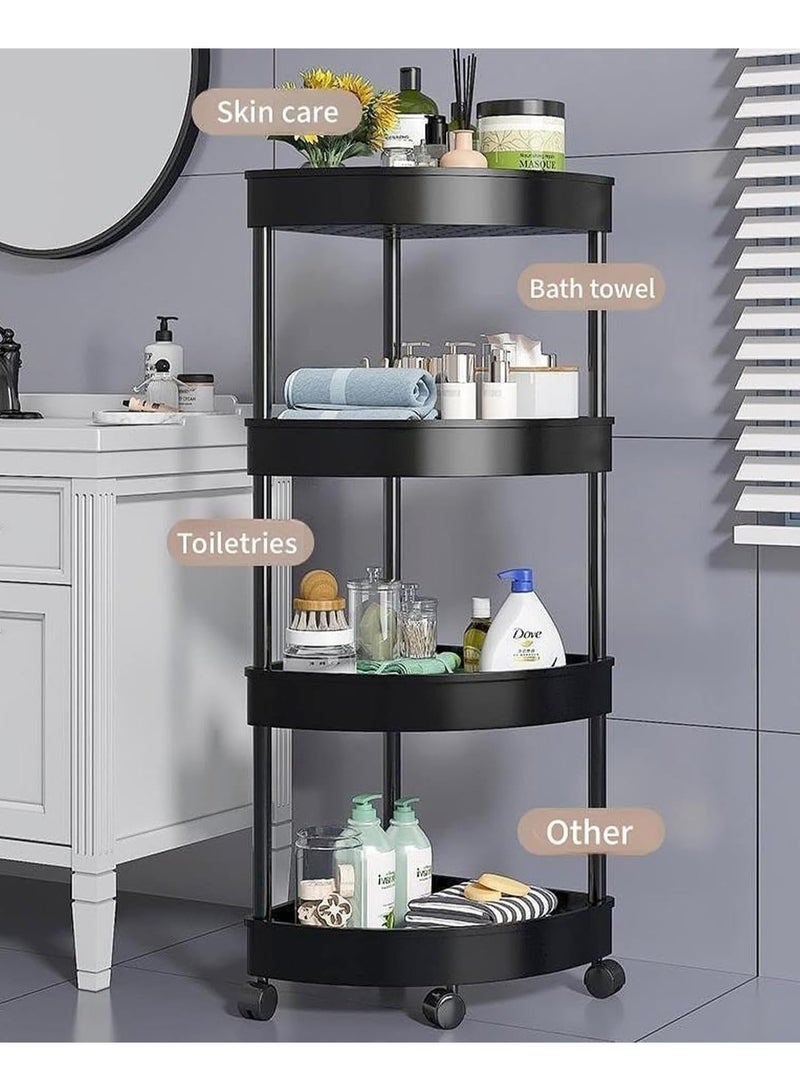 انسجام عربة رفوف زاوية للحمام مكونة من 3طبقات مزودة بعجلات، ورف منظم لرفوف الاستحمام البلاستيكية، وعربة أدوات مثلثة مجوفة للمطبخ والحمام وغرفة الغسيل - Image 4