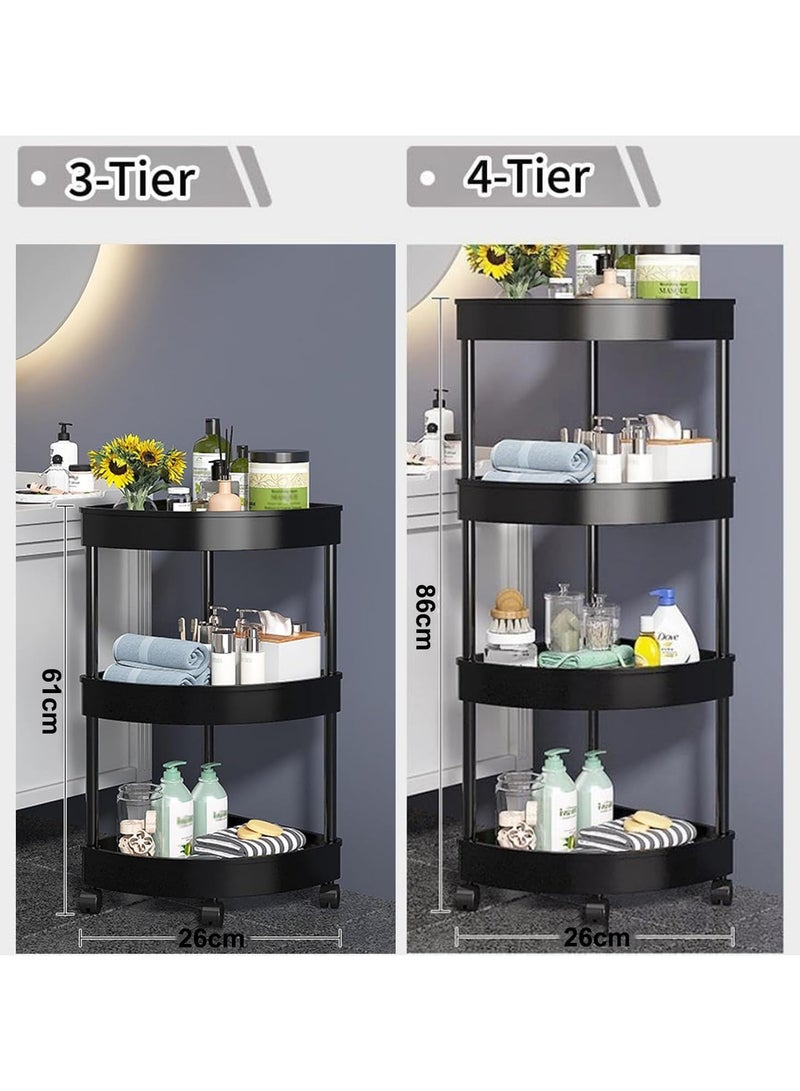 انسجام عربة رفوف زاوية للحمام مكونة من 3طبقات مزودة بعجلات، ورف منظم لرفوف الاستحمام البلاستيكية، وعربة أدوات مثلثة مجوفة للمطبخ والحمام وغرفة الغسيل - Image 2