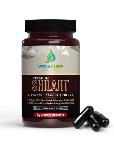 Vedapure Premium Shilajit 1000mg 60 Capsules