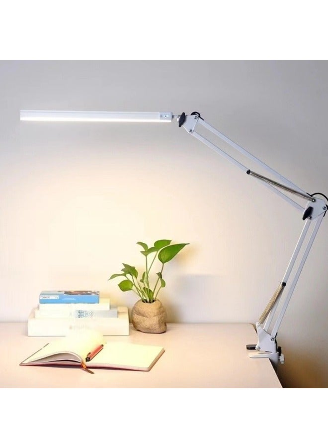 Long Arm Table Lamp One Word Learning Table Lamp Work Lamp Computer Lighting Lamp USB Lamp American Desktop Table Lamp Folding Lamp-Specifications:Black 5V (Aluminum Clamp Disc Base)  - Image 1