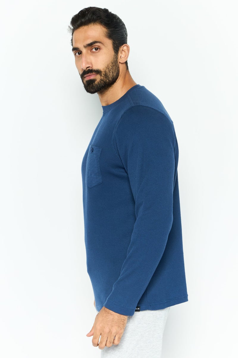 Hurley Men Sportswear Fit Long Sleeve Outdoor T-Shirts, Teal Blue  - Image 3