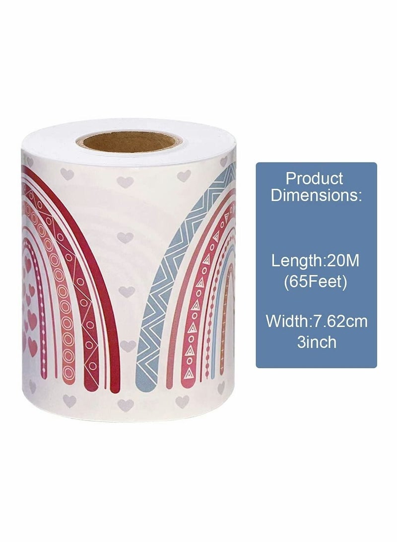 Y&D Boho Rainbow Bulletin Board Borders Stickers, Border Strips With Polka Dots and Hearts - Image 3