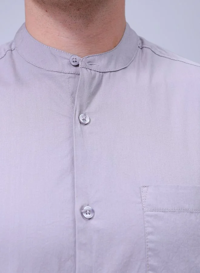 The Indian Garage Co Men Regular Fit Solid Full Sleeves Mandarin Collar Casual Shirt