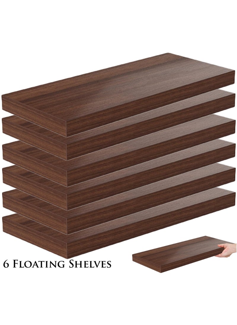 Roman Gifts - 6 Pcs Set of Floating Shelves for Wall Decor Wall Shelves for Bedroom Storage Large Deep Wall Mounted Shelves for Bathroom Towels Laundry Living Room Kitchen Closet - Image 1