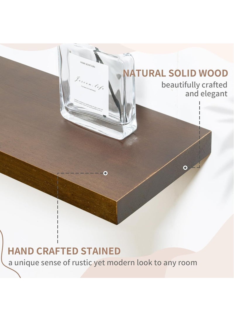 Roman Gifts - 6 Pcs Set of Floating Shelves for Wall Decor Wall Shelves for Bedroom Storage Large Deep Wall Mounted Shelves for Bathroom Towels Laundry Living Room Kitchen Closet - Image 1