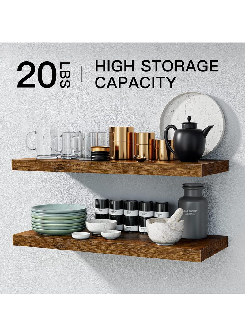 Roman Gifts - 6 Pcs Set of Floating Shelves for Wall Decor Wall Shelves for Bedroom Storage Large Deep Wall Mounted Shelves for Bathroom Towels Laundry Living Room Kitchen Closet - Image 1