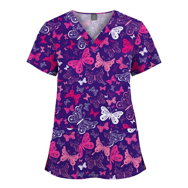 ملابس ممرضين مريحة ذات حجم زائد بنمط عيد الميلاد المطاطي مع طباعة كرتونية للأطباء - Image 1