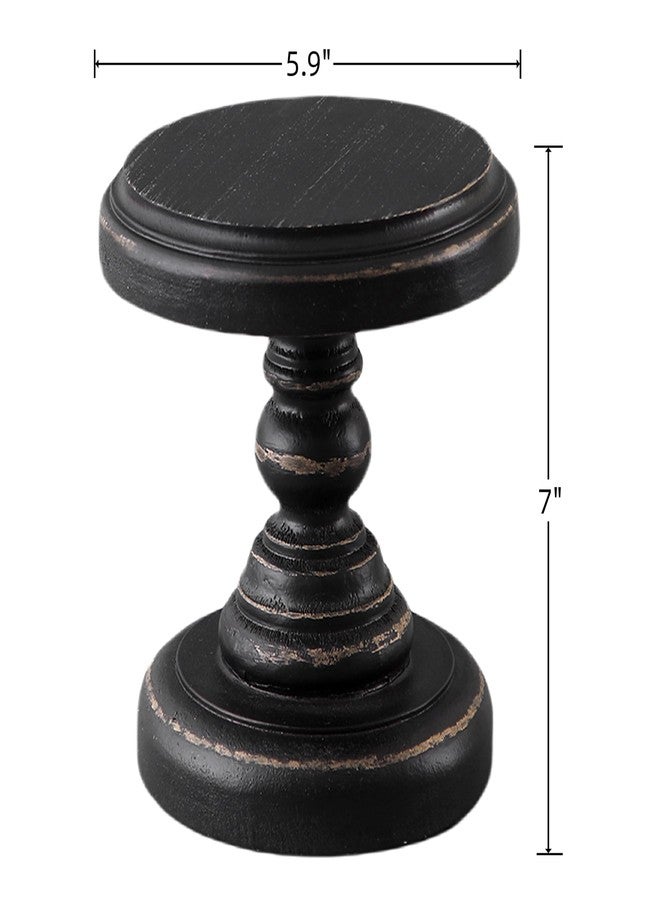 SOFE Black Wood Display Riser, Rustic Small Pedestal Stand/Planter Stands, Tray Holder for Decor, Unique Wooden Base 7 Inches Tall for Mini Items, Candle, Figurine - Image 5