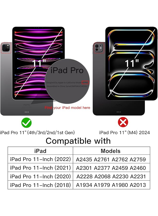 جي تيك حافظة لجهاز ايباد برو 11 انش 2022 2021 2020 2018 مع حامل قلم شفاف وظهر شفاف وحامل رفيع وغطاء لوحي مقاوم للصدمات مع خاصية الاستيقاظ التلقائي والنوم باللون الرمادي الفضائي - Image 2