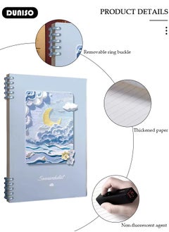 DUNISO A5 Binder Cover Notebook,Refillable Notebook Round Ring Binder with Stretch Buckle and Horizontal Core 60 Pieces, Waterproof and Durable Notebook Protector for School Home Office  - Image 2