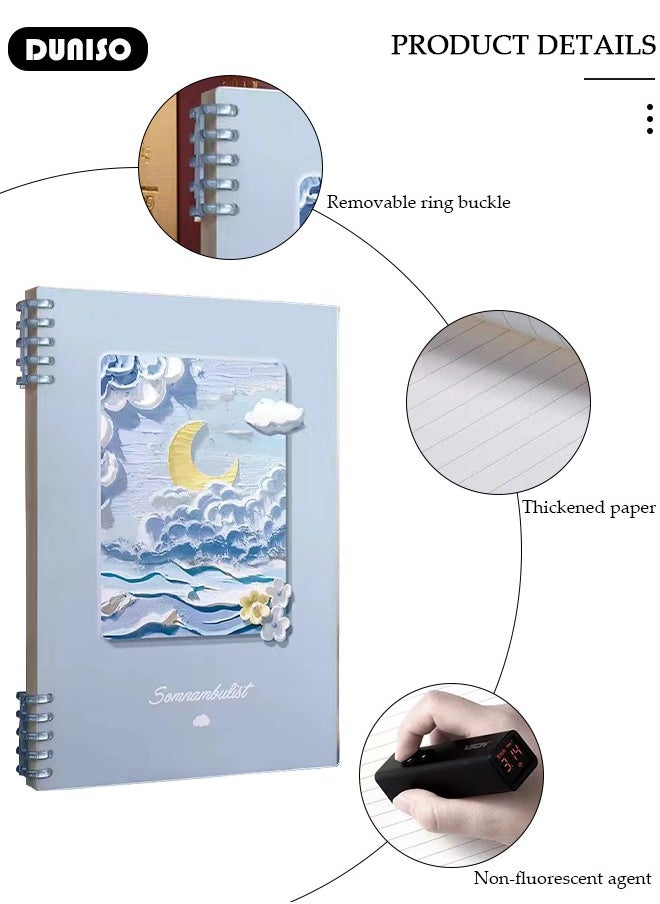 DUNISO - A5 Binder Cover Notebook,Refillable Notebook Round Ring Binder with Stretch Buckle and Horizontal Core 60 Pieces, Waterproof and Durable Notebook Protector for School Home Office - Image 1