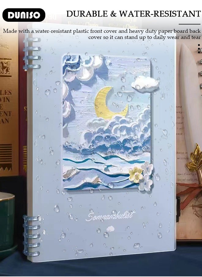 DUNISO - A5 Binder Cover Notebook,Refillable Notebook Round Ring Binder with Stretch Buckle and Horizontal Core 60 Pieces, Waterproof and Durable Notebook Protector for School Home Office - Image 1