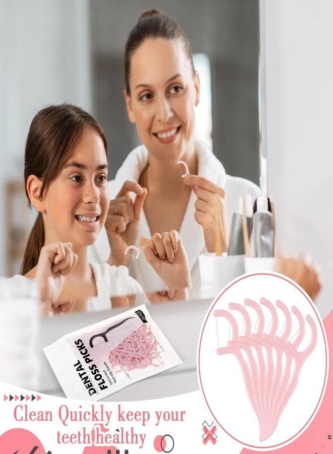 Baderke 200 Count Floss Picks Bulk Non Breakable Tooth Picks Flosser Dental Floss Sticks for Adults Teeth Cleaning Dental Flossers for Family Pack Travel (Light Pink - Image 5