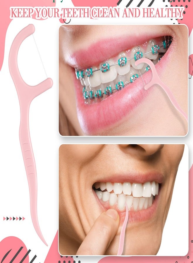 Baderke 200 Count Floss Picks Bulk Non Breakable Tooth Picks Flosser Dental Floss Sticks for Adults Teeth Cleaning Dental Flossers for Family Pack Travel (Light Pink - Image 3
