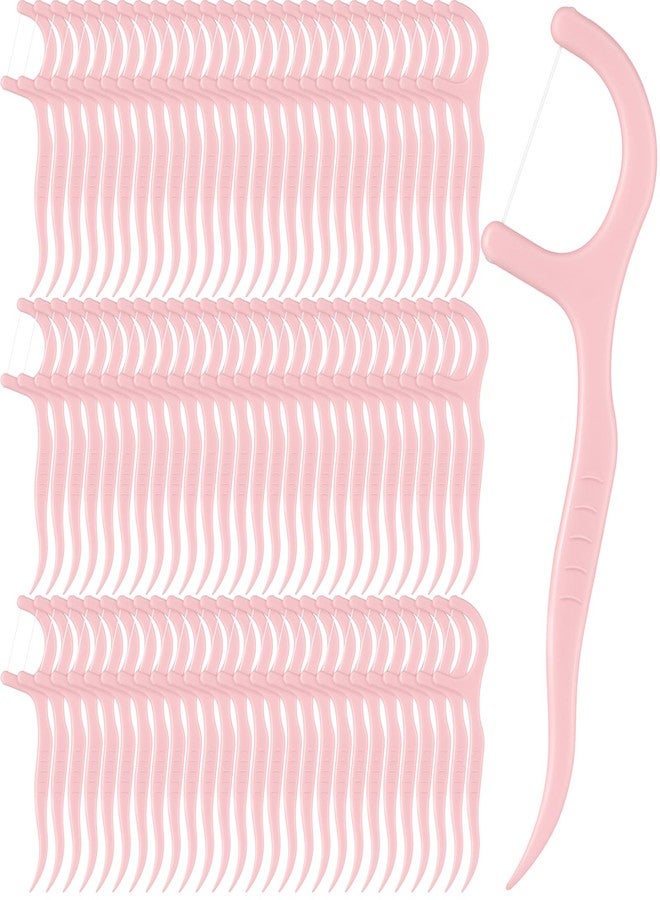 Baderke 200 Count Floss Picks Bulk Non Breakable Tooth Picks Flosser Dental Floss Sticks for Adults Teeth Cleaning Dental Flossers for Family Pack Travel (Light Pink - Image 1