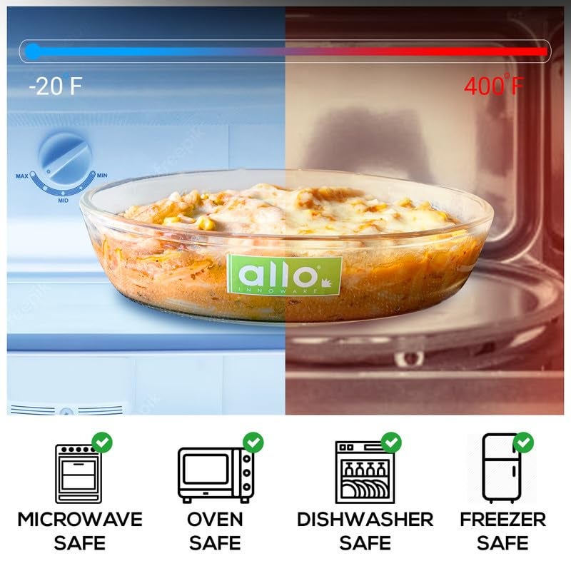 Allo طبق خبز زجاجي بيضاوي من البورسليكات، صينية خبز، آمنة للاستخدام في الفرن والميكروويف، 700 مل، شفاف - Image 3