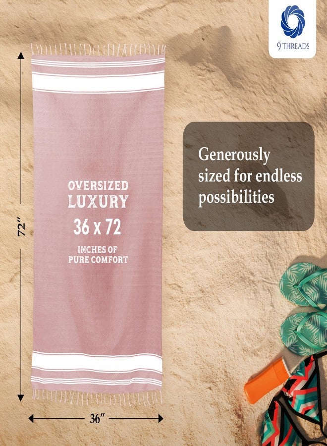 9Threads Cotton Turkish Beach Towel Towels Oversized 36"x72" Pool Absorbent Extra Large Quick Dry Sand Travel Towel (Pink, 4 Pack) - Image 5