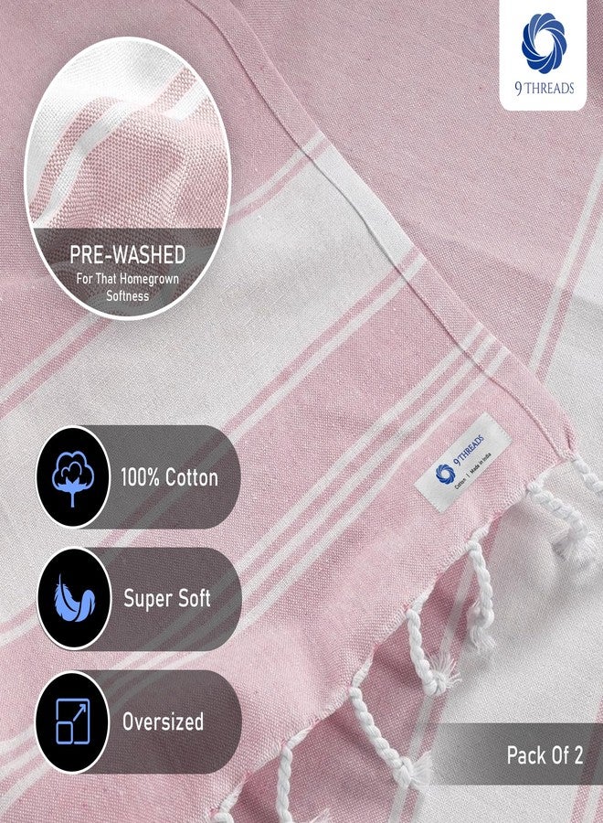 9Threads Cotton Turkish Beach Towel Towels Oversized 36"x72" Pool Absorbent Extra Large Quick Dry Sand Travel Towel (Pink, 4 Pack) - Image 3