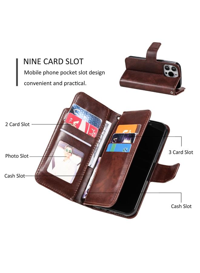 اس-توب جراب هاتف جلدي ثلاثي الطي لهاتف iPhone 15 Pro Max مع محفظة 9 بطاقات - Image 5