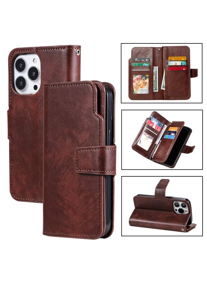 اس-توب جراب هاتف جلدي ثلاثي الطي لهاتف iPhone 15 Pro Max مع محفظة 9 بطاقات - Image 1