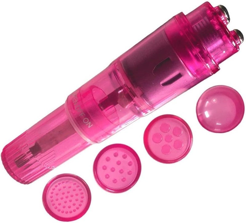 Finever Mini Massager Handheld Pen with 4 Heads for Face Neck HeadBack 2Pack Pink - Image 4
