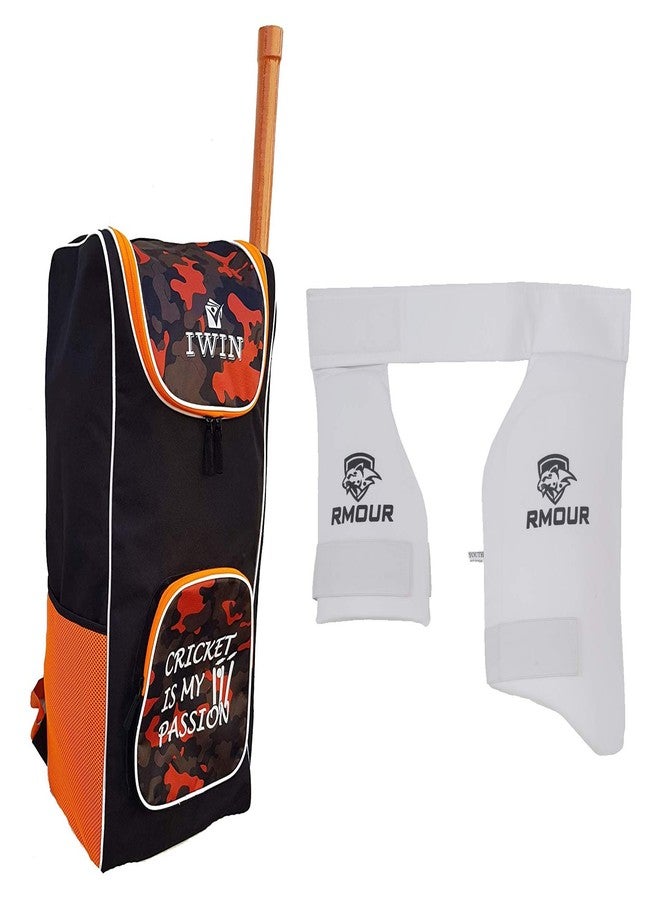 IWIN KITBAG Polyester Passion Cricket Kit Bag with RMOUR Combo Thai Pad with Adjustable Elastic Strap (Small Boys)