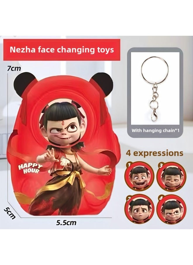 Labu Doll Keychain National Tide Sichuan Opera Face-changing Panda Doll Mask Toy Doll Children's Peking Opera-Colour:Nezha + Keychain  - Image 1