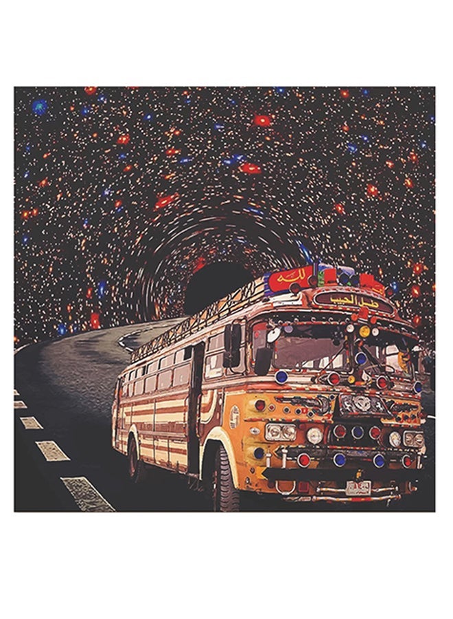 RYN The Bus Themed Wall Art Black/Red/Blue 30x30cm - Image 1