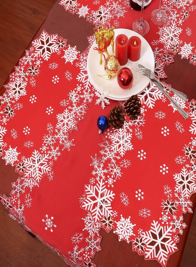 Simhomsen Embroidered Snowflakes Table Runners for Christmas Holiday and Winter 14×69 inches - Image 2