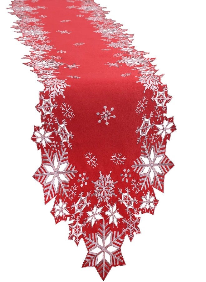 Simhomsen Embroidered Snowflakes Table Runners for Christmas Holiday and Winter 14×69 inches - Image 1
