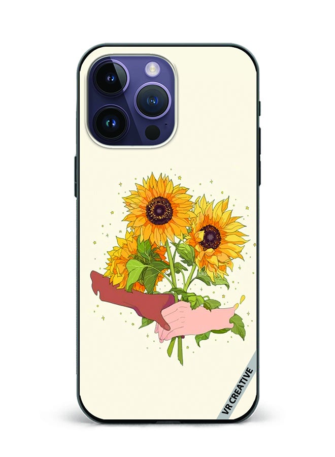 VR CREATIVE Protective Case Cover For Apple iPhone 15 Pro Max Sunflower With Hands Design Multicolour - Image 1