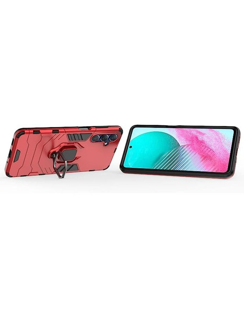 TEAM LUXURY - Samsung Galaxy M54 5G Case Cover with Glass Screen Protector [2 PACK] Heavy Duty Dual Layer Military Grade Shockproof Protective Cover with Magnetic Ring Kickstand - Red - Image 1