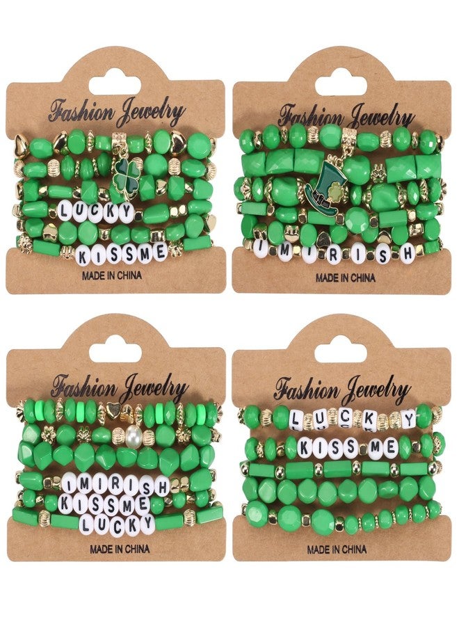 Pingyongchang St. Patrick's Day Stackable Bracelets Set Irish Green Shamrock Surfer Heishi Beaded Stretch Layering Friendship Adjustable Bangles for Women Men Holiday Festival Party Gifts-D - Image 5