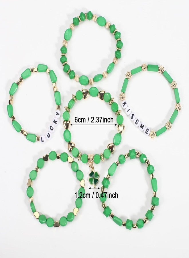 Pingyongchang St. Patrick's Day Stackable Bracelets Set Irish Green Shamrock Surfer Heishi Beaded Stretch Layering Friendship Adjustable Bangles for Women Men Holiday Festival Party Gifts-D - Image 3