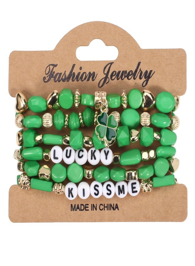 Pingyongchang St. Patrick's Day Stackable Bracelets Set Irish Green Shamrock Surfer Heishi Beaded Stretch Layering Friendship Adjustable Bangles for Women Men Holiday Festival Party Gifts-D - Image 4