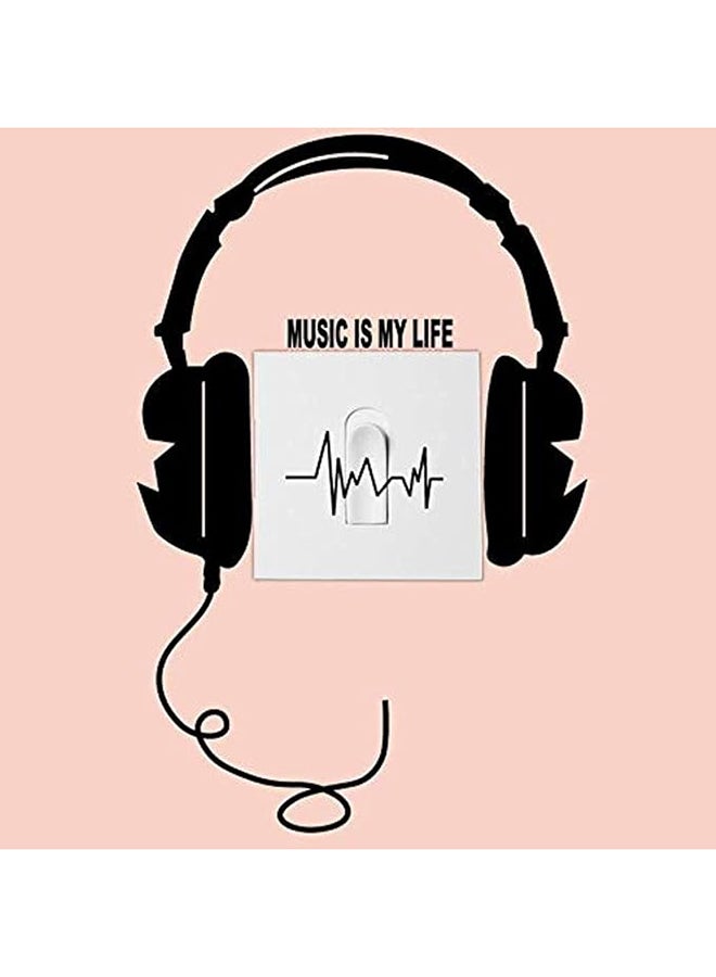 Music Headphones Switch Panel Stickers for Studio Bedroom Home Decor PVC Self-friendly Wall Stickers Art Wall Decals-ek - Image 1