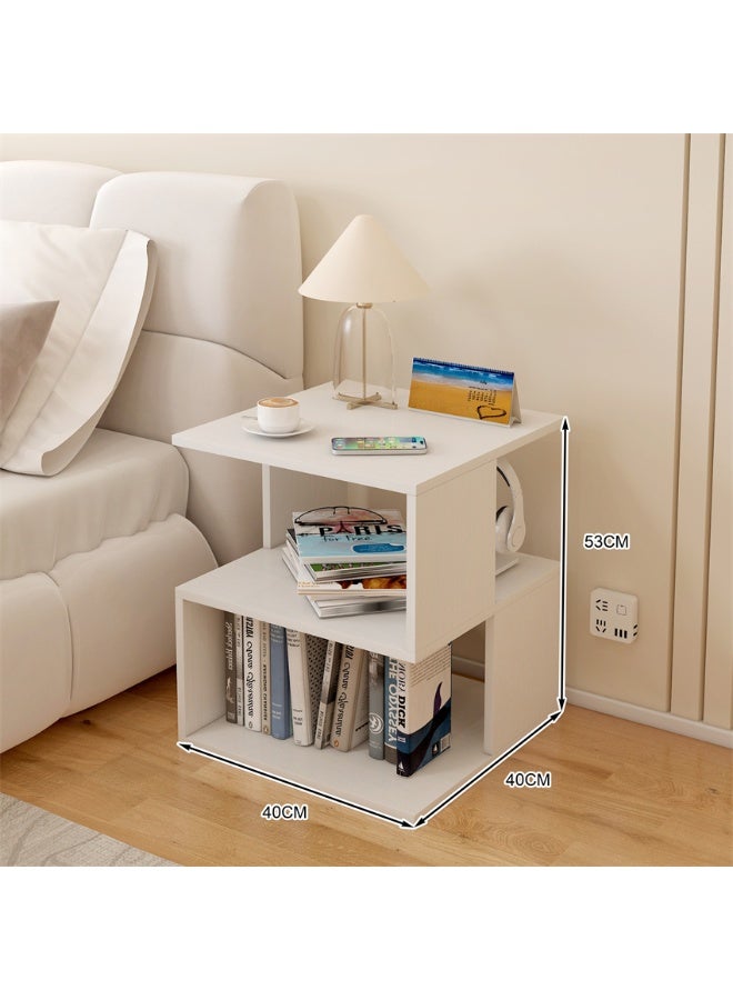  CityRiya-Long طاولة بجانب السرير، طاولة بجانب السرير باللون الأبيض، طاولة جانبية بسيطة، طاولة جانبية للأريكة مع خزانة تخزين، طاولة تسريحة بسيطة، طاولة بجانب السرير لغرفة المعيشة، غرفة النوم - Image 2