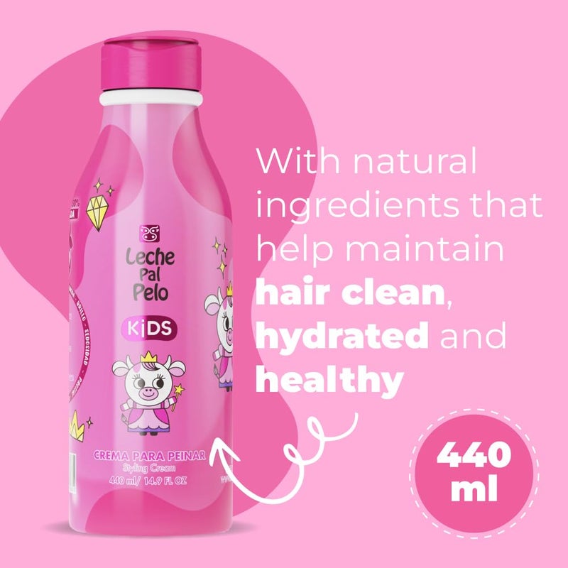 Leche Pal Pelo Kids Styling Cream - Lightweight Hair Cream with Coconut Oil, Jojoba Oil - Gentle Frizz Control - 14.9 oz - Image 2