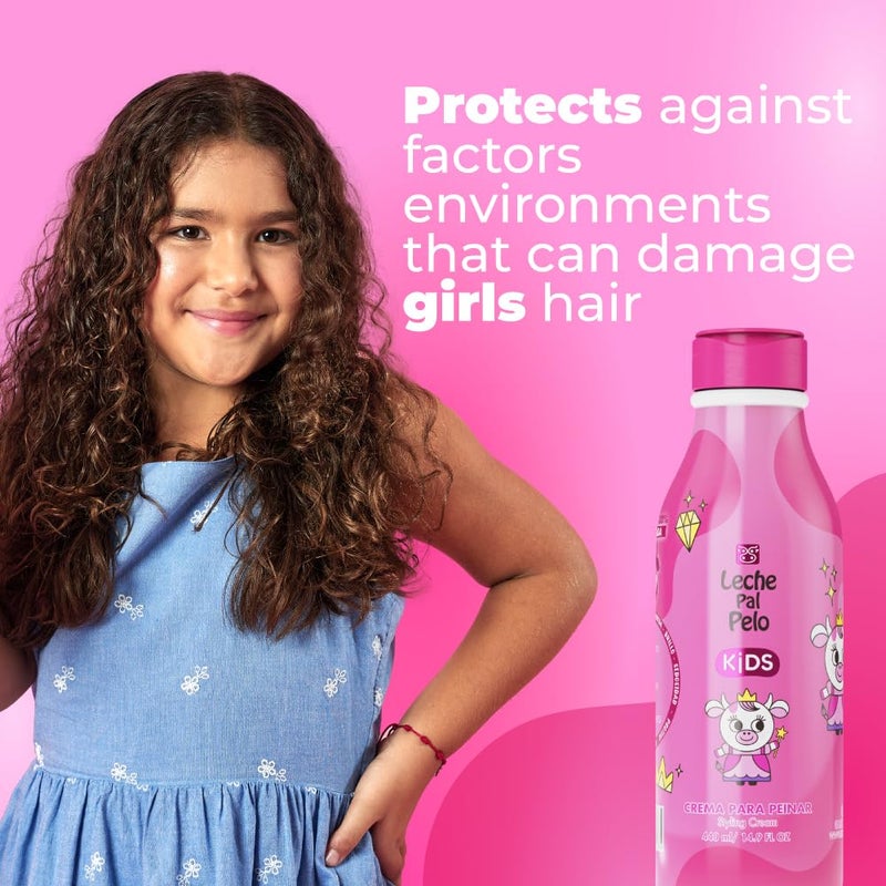 Leche Pal Pelo Kids Styling Cream - Lightweight Hair Cream with Coconut Oil, Jojoba Oil - Gentle Frizz Control - 14.9 oz - Image 3