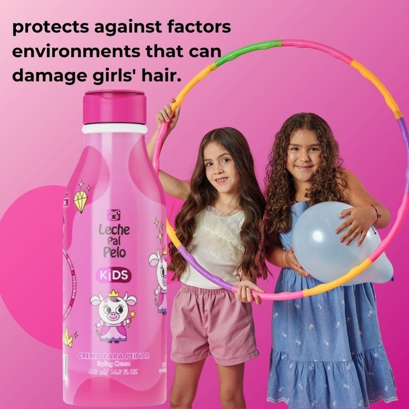 Leche Pal Pelo Kids Styling Cream - Lightweight Hair Cream with Coconut Oil, Jojoba Oil - Gentle Frizz Control - 14.9 oz - Image 4