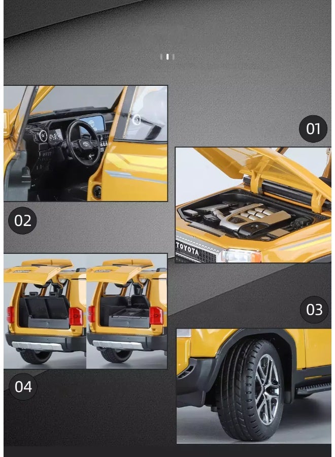 حديقة الألعاب نموذج سيارة تويوتا لاند كروزر برادو الرياضية متعددة الاستخدامات بمقياس 1:24 مصنوع من سبائك معدنية مصبوبة - صوت وإضاءة، مع خاصية السحب للخلف، هدية عيد ميلاد للأطفال وهواة الجمع - Image 5