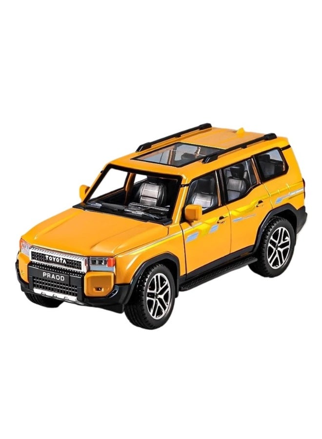 حديقة الألعاب نموذج سيارة تويوتا لاند كروزر برادو الرياضية متعددة الاستخدامات بمقياس 1:24 مصنوع من سبائك معدنية مصبوبة - صوت وإضاءة، مع خاصية السحب للخلف، هدية عيد ميلاد للأطفال وهواة الجمع - Image 1