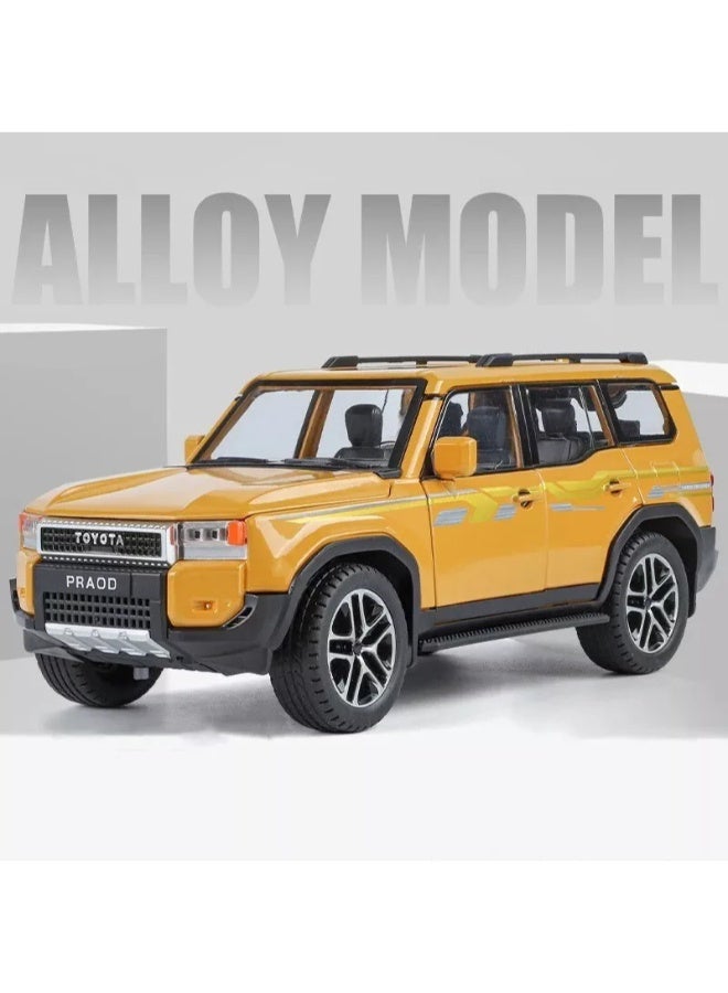 حديقة الألعاب نموذج سيارة تويوتا لاند كروزر برادو الرياضية متعددة الاستخدامات بمقياس 1:24 مصنوع من سبائك معدنية مصبوبة - صوت وإضاءة، مع خاصية السحب للخلف، هدية عيد ميلاد للأطفال وهواة الجمع - Image 2