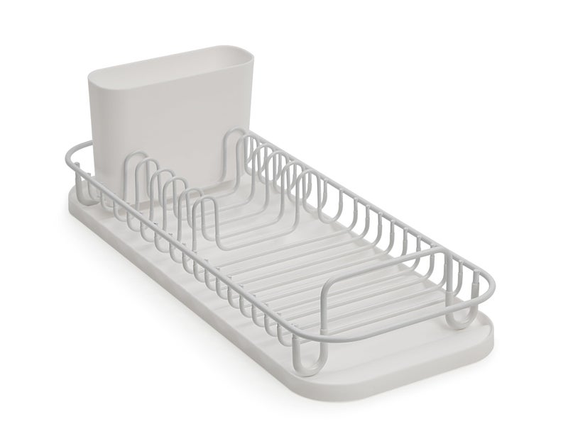 SunnyPoint 304 Stainless Steel NeverRust Compact Dish Drying Rack with Utensil Holder & Removable Drain Tray, Rustproof Small Dish Rack for Kitchen Countertop or Over Sink â€“ White - Image 4