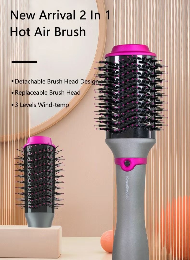 كينسي بيوتي فرشاة كنسي بيوتي 4 في 1 لتكثيف الشعر بالهواء الساخن لتصفيف الشعر وفرشاة بيضاوية مضادة للتجعد للتحكم في التجعد - Image 2