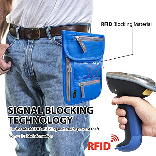 Jonyee Travel Neck Wallet, RFID Blocking Passport Holder with Adjustable Neck Strap for Men and Women to Keep Cash, Credit Cards and Travel Documents Safe - Navy Blue - Image 4