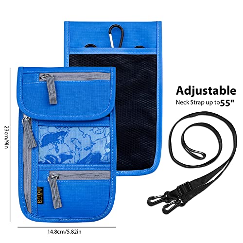 Jonyee Travel Neck Wallet, RFID Blocking Passport Holder with Adjustable Neck Strap for Men and Women to Keep Cash, Credit Cards and Travel Documents Safe - Navy Blue - Image 2